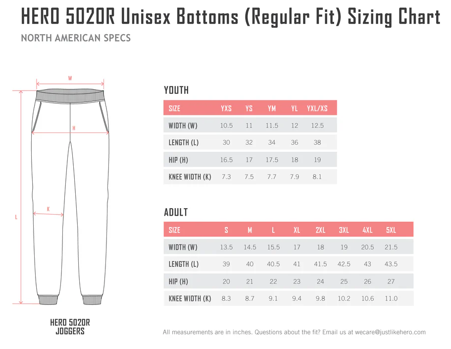 Hero Pant Size Guide